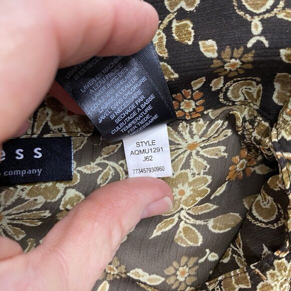 Vintage Liz Claiborne Top Womens 8 Medium Brown Sheer Floral Lacy Cottage Fairy - Picture 12 of 13